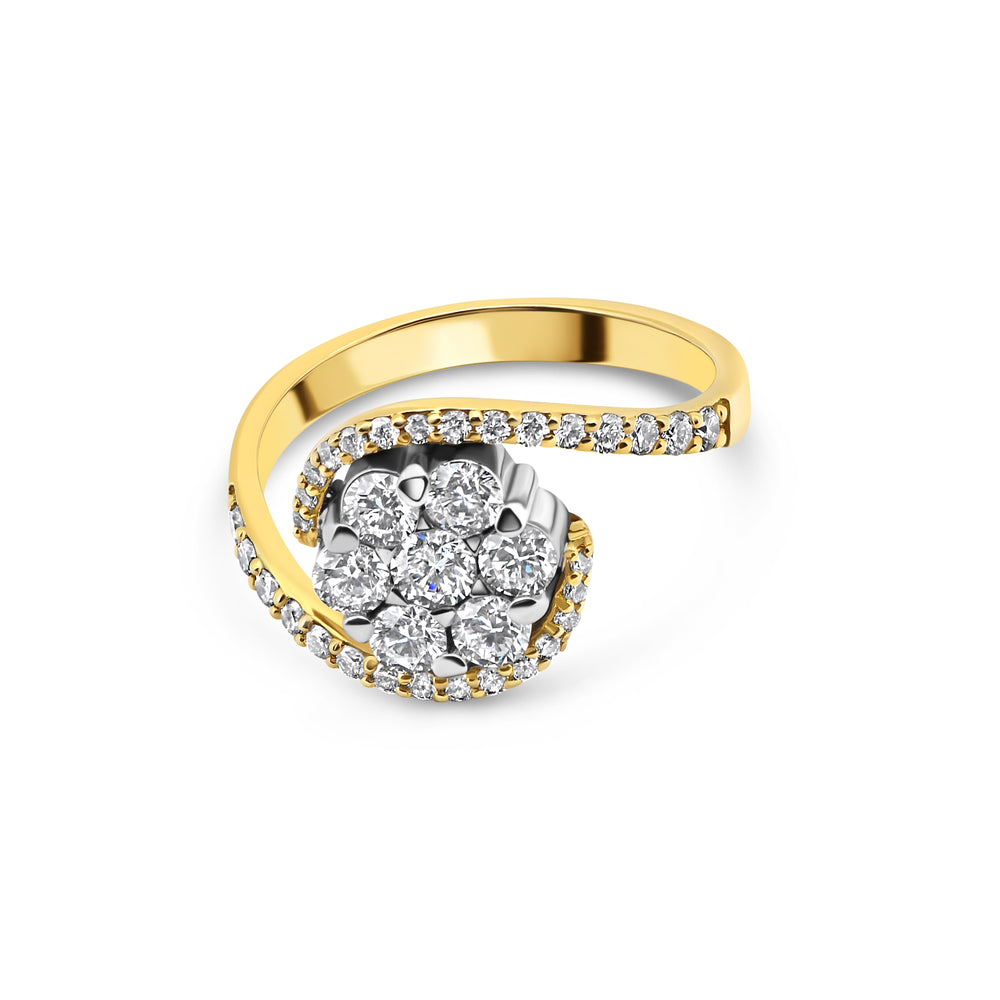 Diamond Swirl Cluster Ring