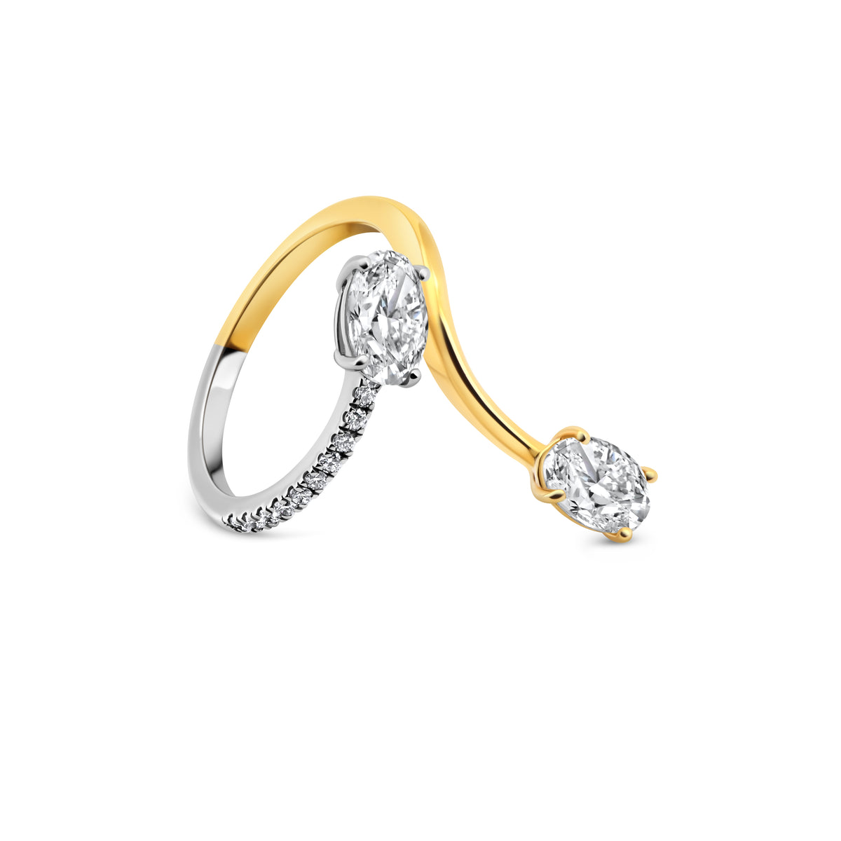 Two-Tone Toi et Moi Oval Diamond Ring
