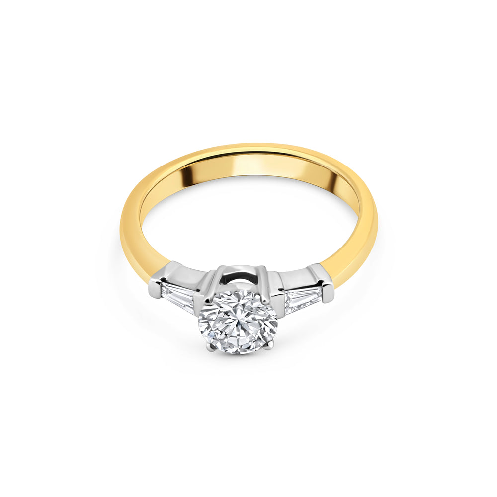 Yellow Gold Round Diamond Three-Stone Ring