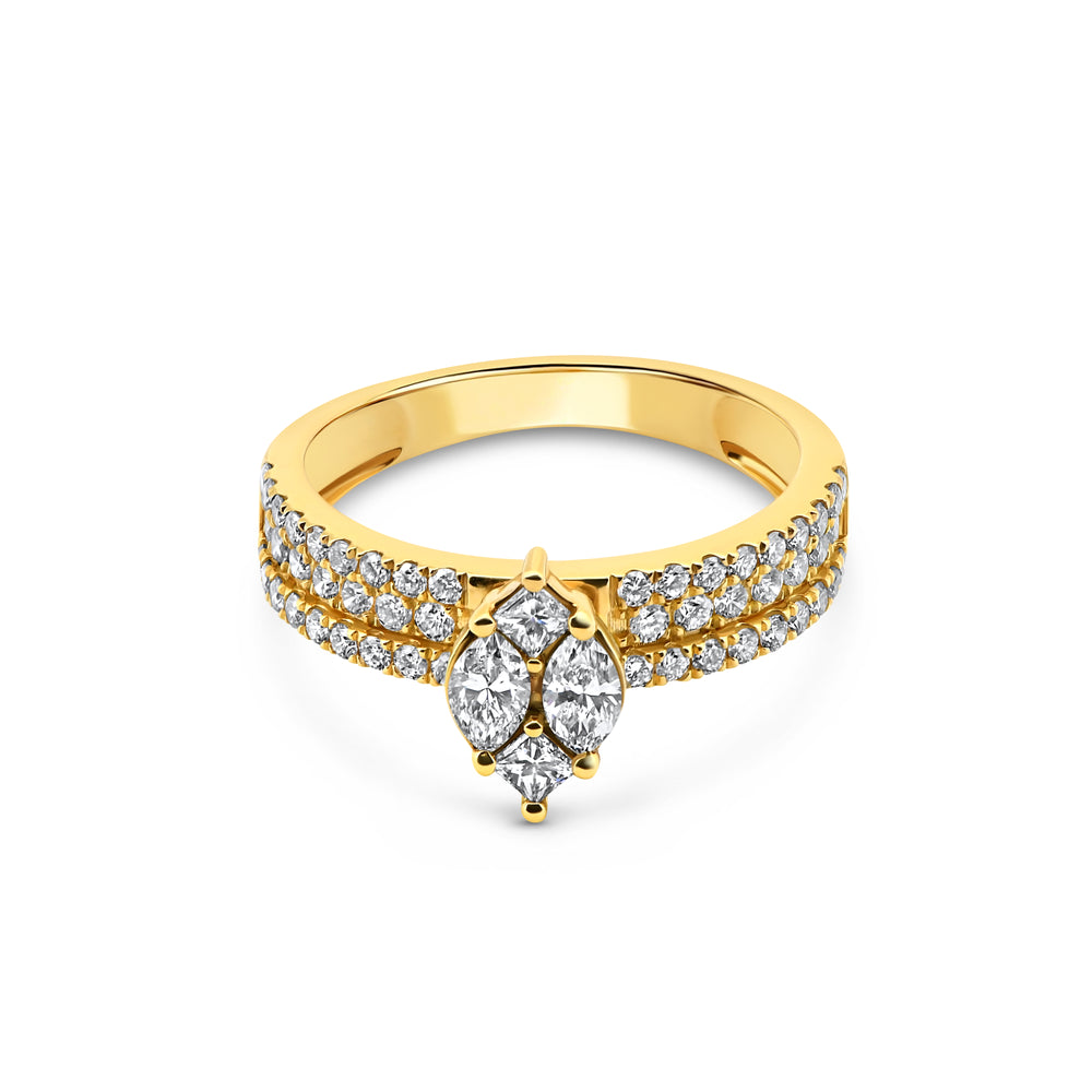 Mixed Shape Diamond Cluster Ring