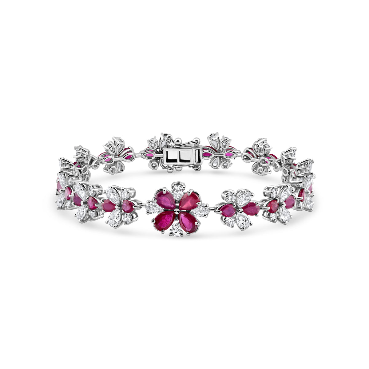 Ruby and Diamond Floral Bracelet