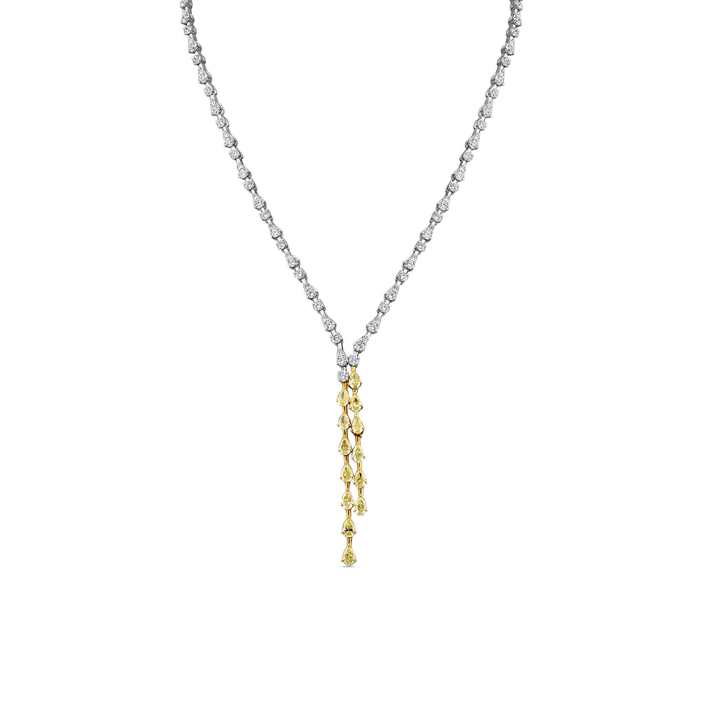 Two-Tone Fancy Diamond Drop Necklace