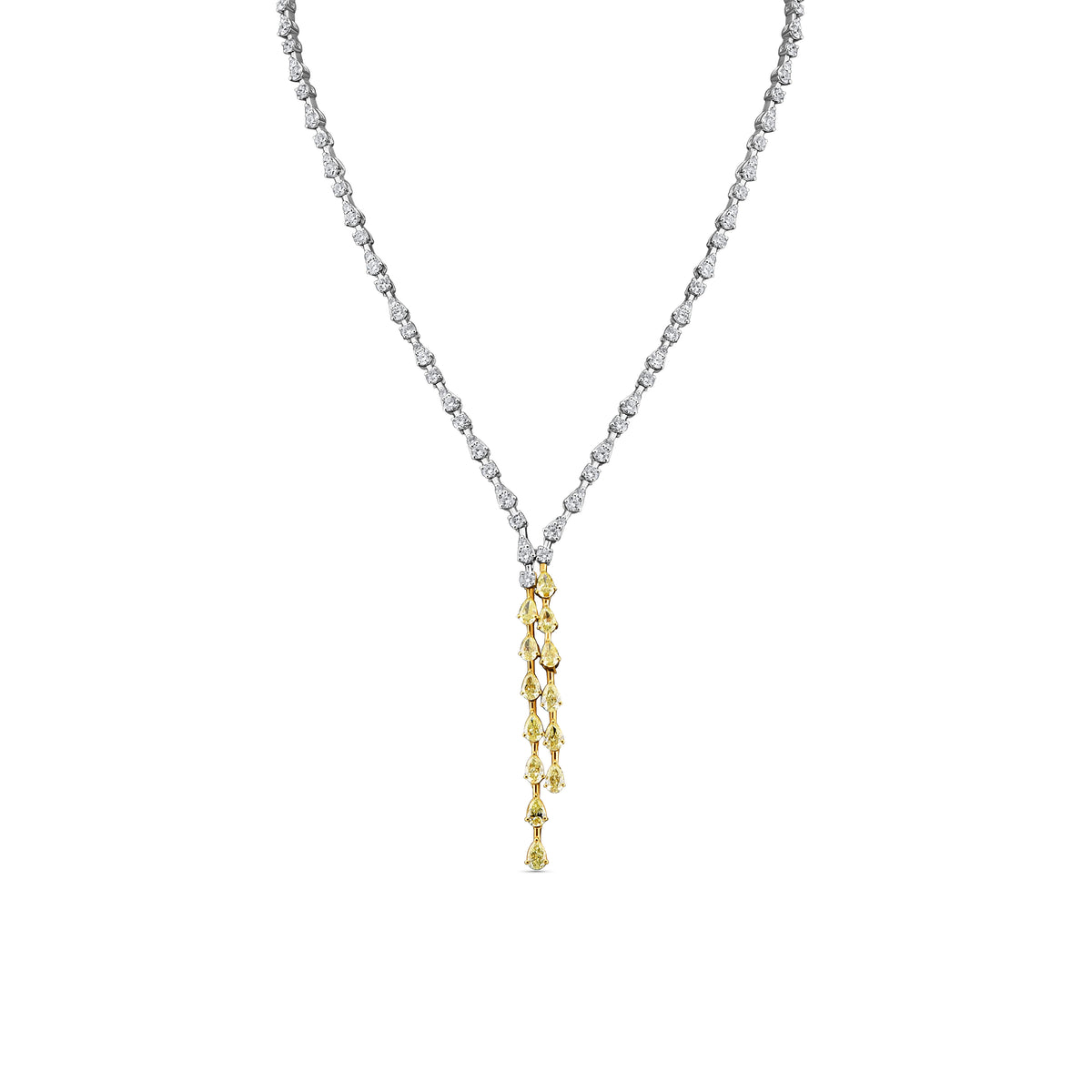 Two-Tone Fancy Diamond Drop Necklace