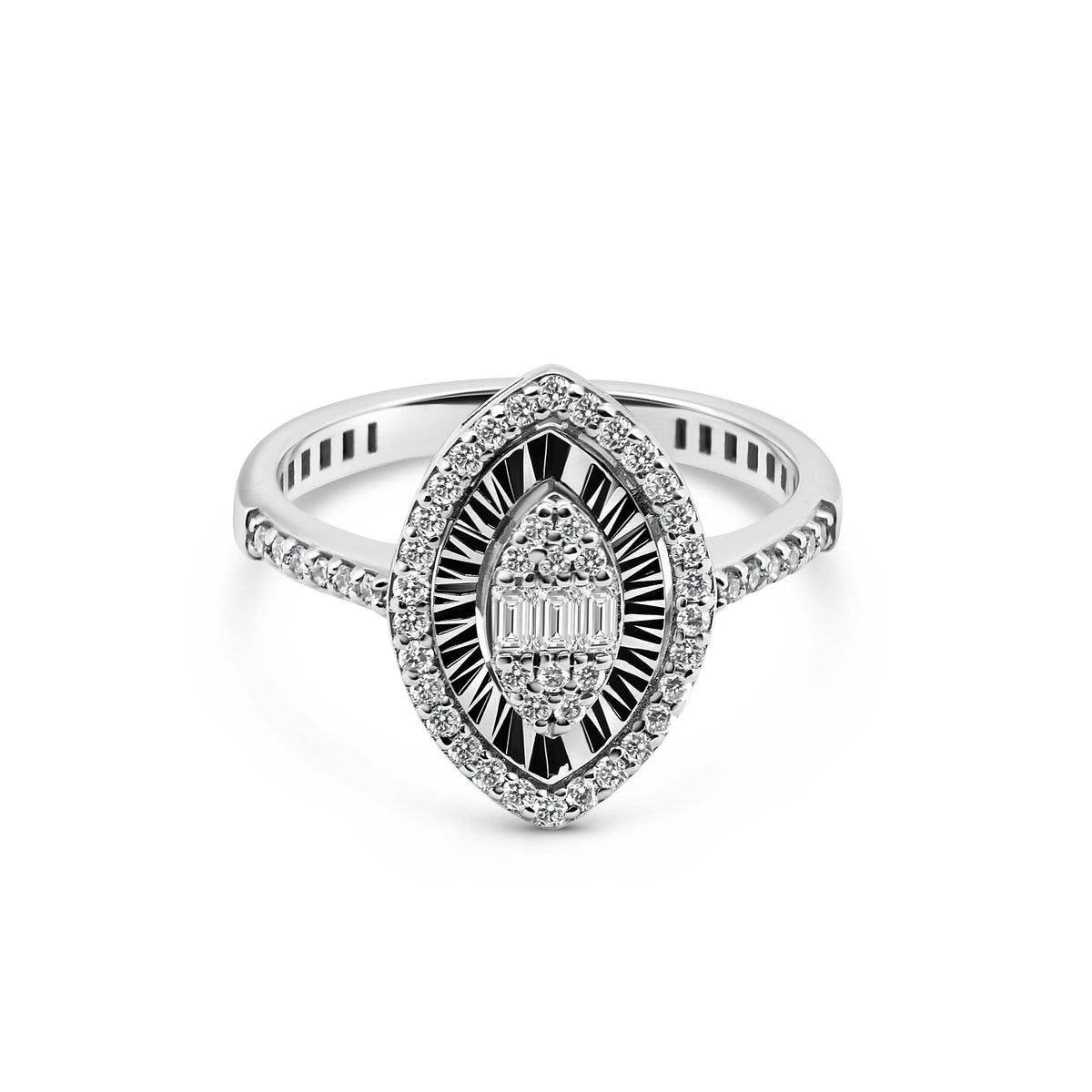 White Gold Marquise Diamond Statement Ring
