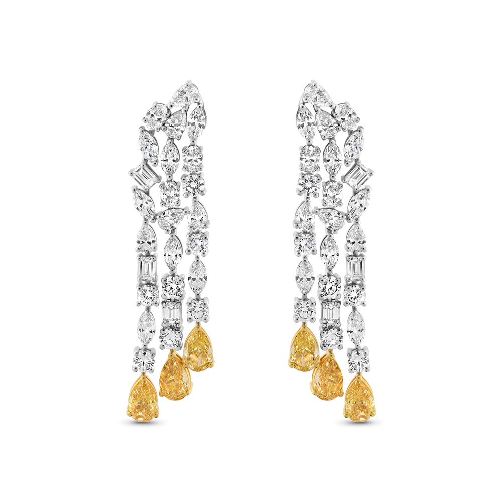 Golden Cascade Diamond Earrings