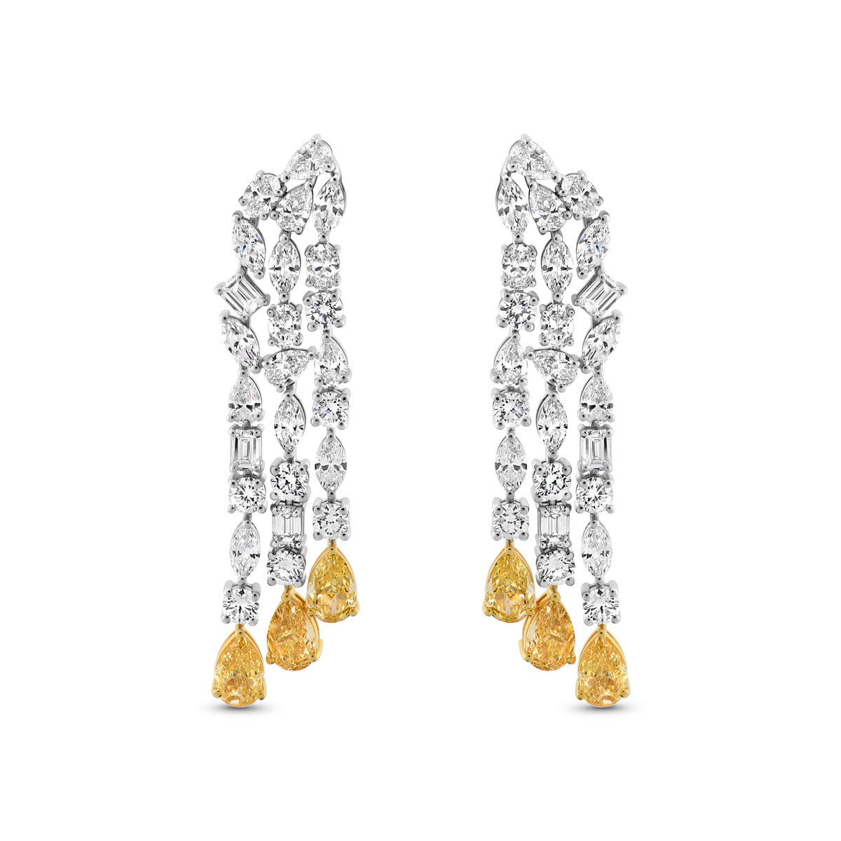 Golden Cascade Diamond Earrings
