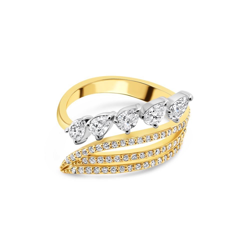 Pear-shaped Diamond Multi-row Wrap Ring