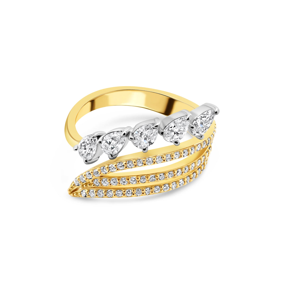 Pear-shaped Diamond Multi-row Wrap Ring