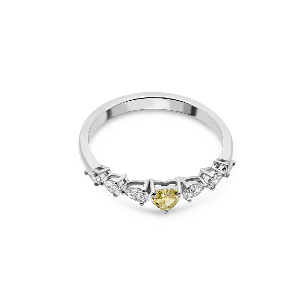 White Gold Yellow Heart Diamond Accent Ring